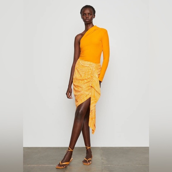 NWT Bailey 44 ruched orange zebra midi skirt - Picture 3 of 10